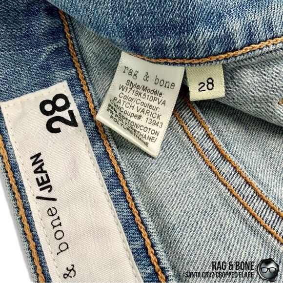 RAG & BONE SANTA CRUZ FLARE CROP JEANS IN PATCH VARICK WOMEN’S SIZE 28 RAW HEM - Picture 11 of 16